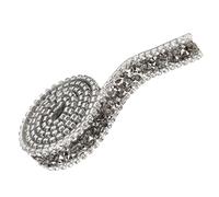 Pssopp Nastro a Rete con Strisce di Rhinestone, Rotolo di 1 Iarda (Grigio