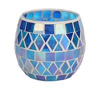 Pssopp Portacandele a Mosaico in Vetro Viola Blu Tealight Portacandele Portacandele Romantiche per Casa, Tavolo, Feste, Decorazioni per Matrimoni