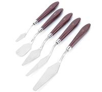 Pssopp Raschietto per Vernice Acrilica Liscia 5 Pezzi Set di Coltelli per Pittura, Raschietto per Vernice Acrilica Liscia in Acciaio Inossidabile Spatola per per Tavolo da Disegno Tavolozza Pulizia