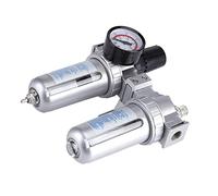 Pssopp Regolatore dell'aria Oliatore Filtro Aerea, Regolatore di Pressione in Lega di Alluminio, Trappola per umidità per Utensili Pneumatici, Ingresso da 3/8 Pollici, Gamma 0-150 PSI