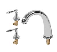 Pssopp Rubinetto da a Doppia Maniglia in Rame con Spruzzatore Laterale Estraibile Rubinetto per Lavabo a Tre Fori per Uso Domestico in Ristorante di Hotel (SILVER)