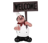 Pssopp Scultura da Chef, Mini Statua Carina da Chef con Cartello di Benvenuto e Volto Sorridente, per Decorazioni da Cucina, Regali di Inaugurazione della Casa, Matrimonio, Natale