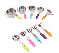 Pssopp Set da 10 Misurini e Cucchiai in Acciaio Inossidabile Color Arcobaleno con Manico in Silicone per la Cottura Al Forno