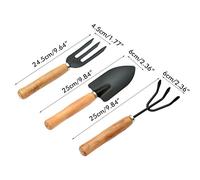 Pssopp Set di Attrezzi da Giardinaggio 3 Pezzi, Mini Kit di Attrezzi in Acciaio Inossidabile con Manico in Legno per Invasare e Diserbo di Piante da Interno (Colore assortito)