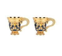 Pssopp Set di Calici da Vino Smaltati Vintage da 2 Pezzi, Placcati in Oro