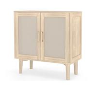 Pssopp Sideboard di Rattan, Accento in Legno Massello Accento Sideboard Armadio di Stoccaggio a Buffet per Sala da Pranzo Decorazione per la Casa in (Quercia leggera)