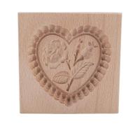 Pssopp Stampo in Legno per Biscotti, Pasticcini e Torte - Ideale per Torte Alla Zucca e Mooncake - Motivo a Cuore e Rosa - Trattato con Cera D'api Alimentare e Olio di Semi di Lino