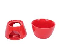 Pssopp Tazze e Tazzine Pentola per Fondere il Cioccolato in Ceramica con Supporto per Forchetta per Feste in Casa Gelato Dessert Set Pentola per Fonduta di Formaggio, Tazza per Fonduta (Rosso puro)