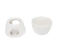 Pssopp Tazze e Tazzine Pentola per Fondere il Cioccolato in Ceramica con Supporto per Forchetta per Feste in Casa Gelato Dessert Set Pentola per Fonduta di Formaggio, Tazza per Fonduta (bianco puro)