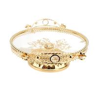 Pssopp Vassoio per Frutta in Vetro, Piatto Trasparente per Snack e Frutta con Base e Struttura in Metallo per Decorazioni Centrotavola per Feste e Matrimoni (Oro)