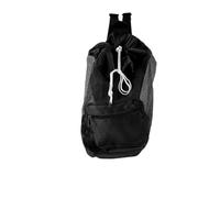 Pssopp Zaino per la Spiaggia in Mesh, Borsa a Tracolla per Bambini, Deposito Giocattoli con Mesh e Nylon, Ideale per la Spiaggia e la Piscina, Pieghevole e Portatile (BLACK)