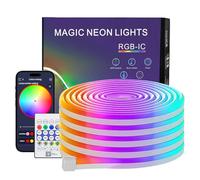 PSTAR RGBIC Neon Strisica LED 5 Metri, LED Striscia con Telecomando e App, IP67 Impermeabile, DIY Silicone, Sincronizzazione Musicale, Neon Striscia LED per Decorazione, Esterno