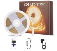 PSTAR Striscia LED COB 4 metri 24V, Striscia LED Bianco Caldo 2700K, 320LEDs/m, Larghezza 8mm, con Alimentatore, Telecomando RF, luci led per Cucina, Soggiorno, Feste, Bar