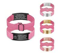 PSUNEY Bracciale medico personalizzato per uomo e donna, Allarme medico inciso personalizzato con banda elastica regolabile per diabete, epilessia, allergie, autismo