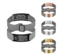 PSUNEY Bracciale medico personalizzato per uomo e donna, Allarme medico inciso personalizzato con banda elastica regolabile per diabete, epilessia, allergie, autismo