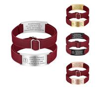 PSUNEY Bracciale medico personalizzato per uomo e donna, Allarme medico inciso personalizzato con banda elastica regolabile per diabete, epilessia, allergie, autismo