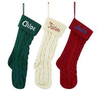 PSUNEY Calza Befana Personalizzata Calze Natalizie da Appendere con Nome 45cm Maglia Grande per Natale Decoraizione Natalizia Appendere Accessori Regalo per Il Caminetto Festa in Famiglia