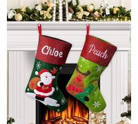 PSUNEY Calza Befana Personalizzata Calze Natalizie da Appendere con Nome Natale Decoraizione Regalo per Il Caminetto Festa in Famiglia Pupazzo di Neve Cervo Babbo Natale