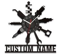 PSUNEY Orologio da Parete Personalizzato con Nome Logo in Metallo da Parete Tools Strumenti Falegname Artista Muratore Idraulico Meccanico Garage Utensili per Officine
