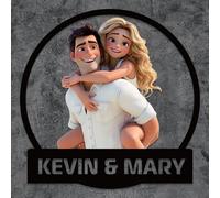 PSUNEY Personalizzato 3D Cartoon Style Photo Frame Segno In Legno Cornice Personalizzata per Foto di Famiglia 3D Cartoon Portrait Gift Caricatura Regali di Natale Coppia Anniversario