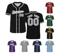 PSUNEY Personalizzato Baseball Jersey Stampato Nome Personalizzata Numero Baseball Shirt Button Down Shirt per Uomini/Donne Giovani S-4XL