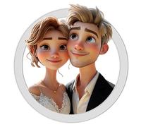 PSUNEY Personalizzato Cartoon Style 3D Photo Acrilic Photo Frame Personalizzata per Foto di Famiglia 3D Cartoon Portrait Gift Caricatura Regali di Natale Coppia Anniversario