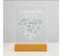 PSUNEY Regalo Fidanzati Personalizzato, Mappa Placca Personalizzata, Lampada del Primo Appuntamento, Dove Tutto Ebbe Inizio, Regalo Originale per Anniversario o San Valentino per Lui e Lei