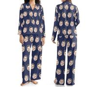PSUNEY Set di Pigiami Personalizzati, Regali Personalizzati per Uomini e Donne, Pigiama a Maniche Lunghe con Foto di Un Volto Umano