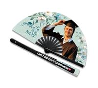 PSUNEY Ventaglio Pieghevole Personalizzato con Foto e Testo, Ventaglio con Testa Grande e Manuale Portatile, Ideale per Matrimonio, La Laurea, Ballo e Decorazioni