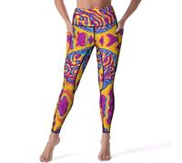 PSY Brain - Leggings da donna, a vita alta, con tasche, per corsa, allenamento, Stile:, XL