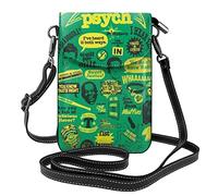 Psych Pine Quote Cell Phone Purse:>> Portafoglio piccolo a tracolla in pelle da donna con tracolla e fessure per carte di credito 7,6 x 2,9 pollici