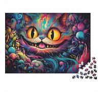 Psychedelic Cat Big Smile 1000 Piece Jigsaw Puzzle, Animal Art Print, Intellectual Game, Gift for Adults Kids