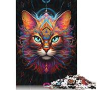 Psychedelic Cat Puzzle Impossibili 1000 Pezzi Decorazione Per La Casa. Giochi Rilassamento E Intelligence Per Adulti E Bambini Da 12 Anni 1000pcs (38x26cm)