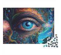 Psychedelic Eye Vision Puzzle 1000 Pezzi Galaxy Blue Eye in Cartone Qualità Premium Anti-stress Per Adulti Appassionati Allenare La Mente Con Poster 70x50cm/1000pcs