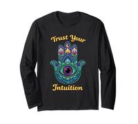 Psychedelic Fidati del Tuo intuito Hamsa Hand Mandala Hippie Maglia a Manica