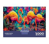 Psychedelic Flamingos 1000 Pezzi Puzzle Per Adulti - Cartone Resistente & Puzzle Reto Tropical Bird - Per Appassionati Di Puzzle 70x50cm/1000pcs Regalo Perfetto