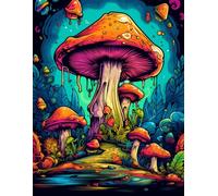 Psychedelic mushroom colorful notebook, 60 lined pages, 8,5”x11”: Journal, diary, creative writing, undated planner for adult and teen.