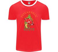Psychedelic Roots T-Shirt Ringer Uomo Magic Mushrooms LSD Fruit of the Loom