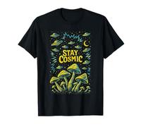 Psychedelic Stay Cosmic Trippy Fungo Hippie Design Maglietta