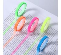 Psyqtsuary 5 Rolls Highlighter Tapes, 0.23inch x 16ft Colored Transparent Tape Rimovibile Fluorescent Neon Tape Annotation Supplies for Students Teachers Reading Taking Notes at Class Home Office