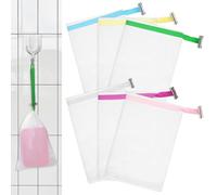 Psyqtsuary 6 sacchetti per sapone esfolianti in rete, realizzati a mano, con coulisse, per la pulizia del viso e il corpo, per schiumare (multicolore)
