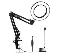 Psytfei LED Desk Lamp 2m 120LEDs Eye Caring Clip on Lights Dimmable LED Reading Light for TV Computer Desktop Background Home Kitchen (Black)