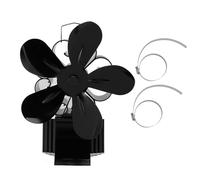 Psytfei Ventilatore per stufa a legna alimentato a calore non elettrico 5 pale con termometro magnetico Accessori per bruciatore per camino