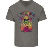 Psytrance Psichedelico Trance Musica Psy Uomo Scollo A V Cotone T-Shirt