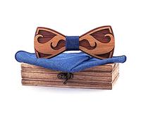 PSZYQF Farfalla in legno, 2 fiocchi quadrati tascabili, set fatto a mano, per gli uomini, per regalo, ricevimento, matrimonio, C2, Taglia Unica