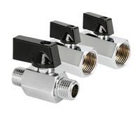 PT1/8 1/4 3/8 1/2 valvola a sfera con interruttore per tubo dell'acqua, gas, rame, doppio dente di filo interno ed esterno, 1 pezzo (Double Outer 3)