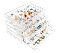 Ptaedex Scatola organizer per gioielli, in acrilico, trasparente, con 5 cassetti, per donne, ragazze, uomini