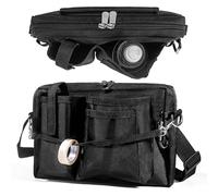 PTAHON Marsupio da infermiera da donna, design a doppia cucitura, 7 tasche, per infermieri, borsa convertibile in vita/tracolla, impermeabile, ideale per infermieri, badanti, fai da te, nero, Large