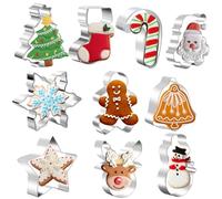 PTaizjjz Set di 10 Formine per Biscotti di Natale, Tagliabiscotti in Acciaio Inossidabile