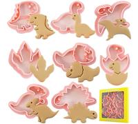 PTaizjjz Set di 8 formine per biscotti a forma di dinosauro, in plastica, per pasticceria, fai da te, goffratura, per feste a tema dinosauri per bambini